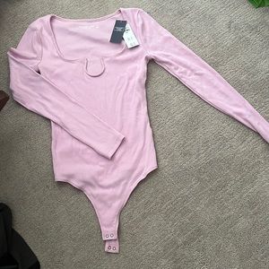 Abercrombie & Fitch Pink Ribbed Body Suit